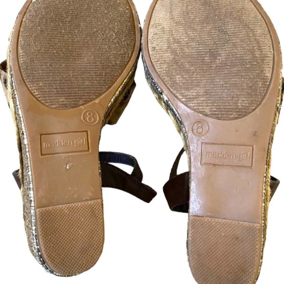 Madden Girl Endanger Leopard Brown PrintFabric Sandal Wedges Sz 8 #02 - Picture 11 of 11